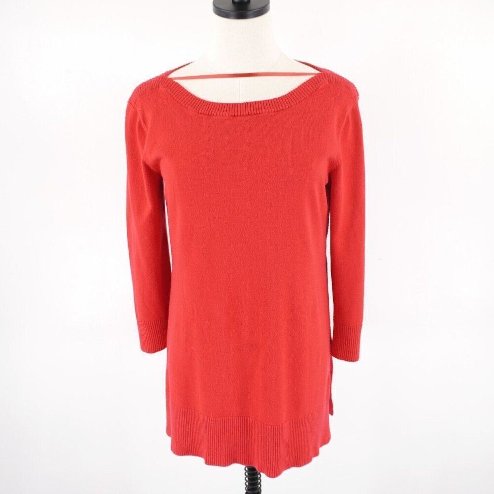 Cable & Gauge Medium Red Knite Scoop Neck Sweater Dress Rayon Blend